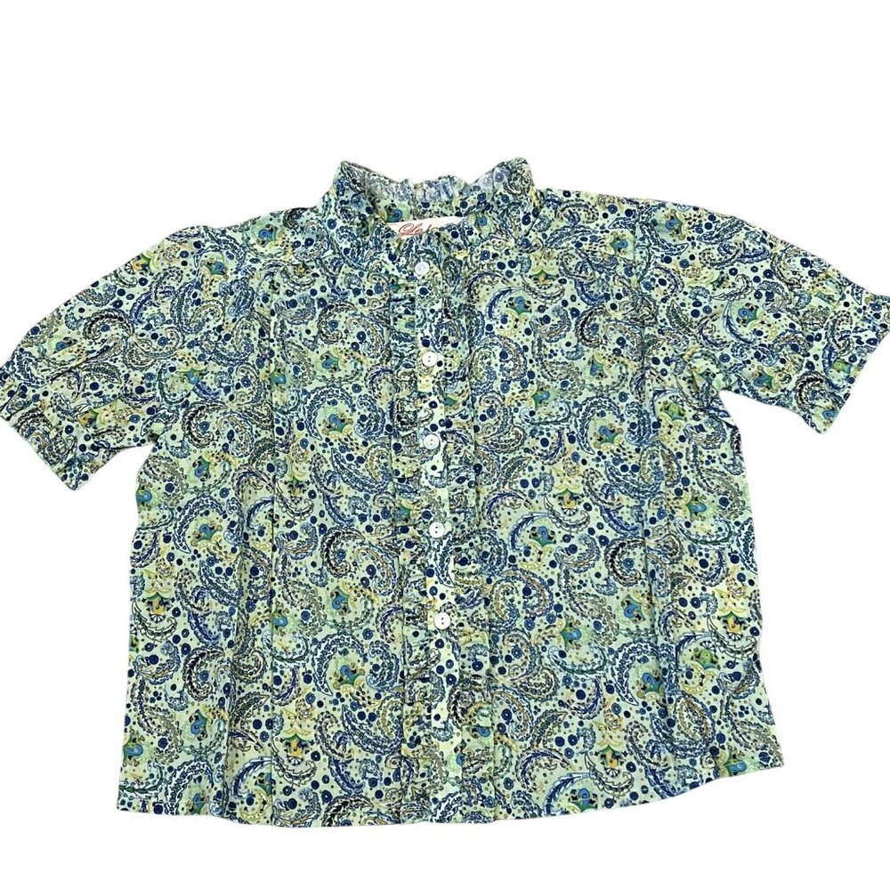 Le Lapin Peacock Paisley Mae Top Girls Button-Up Shirt NWT 3Y, 4Y, 5Y